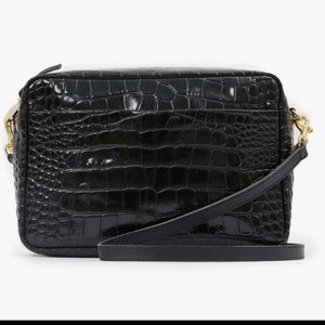 Clare V. Black Croco Midi Sac
